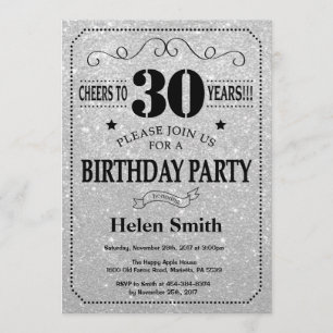 30e anniversaire Invitation Parties scintillant no