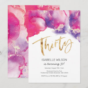 30e anniversaire Invitation rose Abstraite aquarel