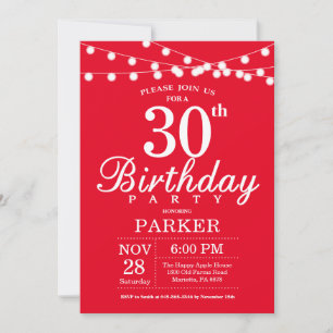 30e anniversaire Invitation Rouge