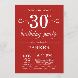 30e anniversaire Invitation Rouge