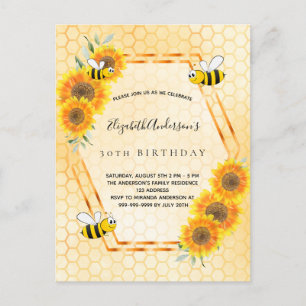 30e anniversaire jaune tournesols invitation