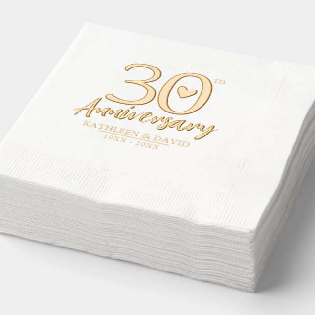 30e anniversaire mariage coeur personnalisé graphi (Détail)