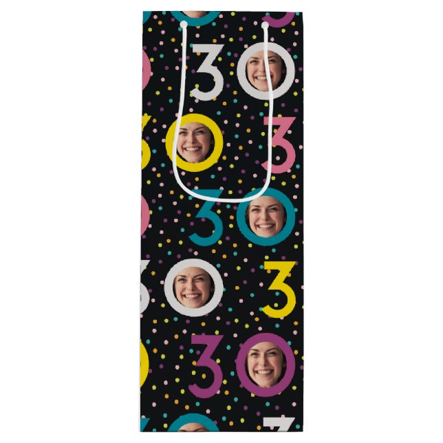 30e anniversaire Personnaliser photo Sac cadeau vi (Devant)