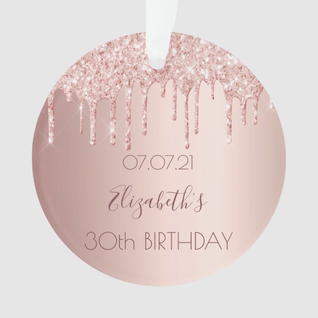 30e anniversaire rose gouttes de parties scintilla (devant)