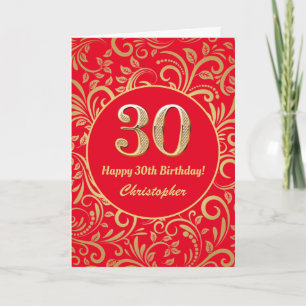 30e anniversaire Rouge et or modèle floral