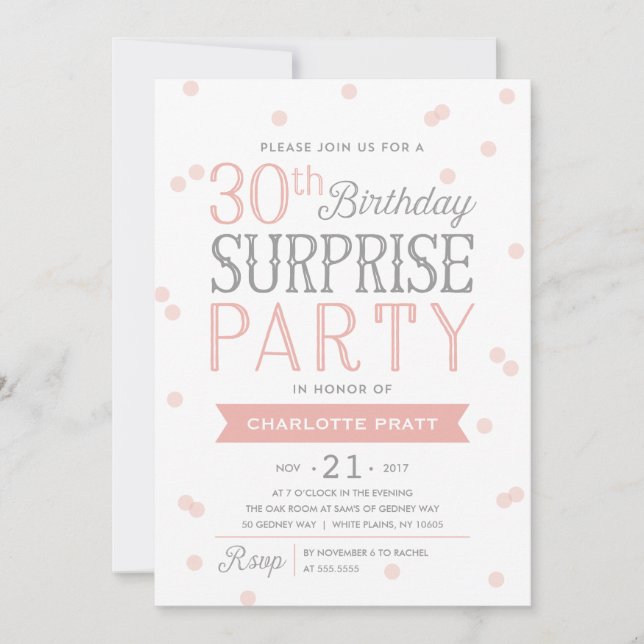 30e Confetti Surprise Party Invitation | Anniversa (Devant)