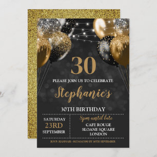 30e Invitation Black Gold Invitation