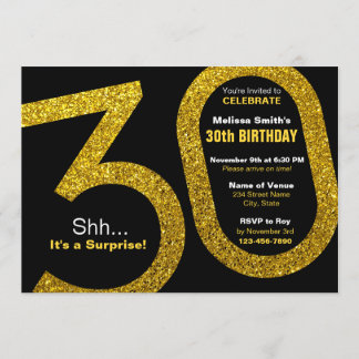 30e Parties scintillant d'or Invitation d'annivers