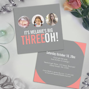 30e THREEOH gris et rose ! photo invitation d'anni