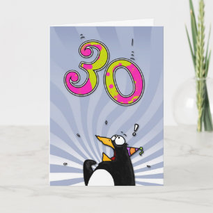 30ème anniversaire - carte de surprise de pingouin