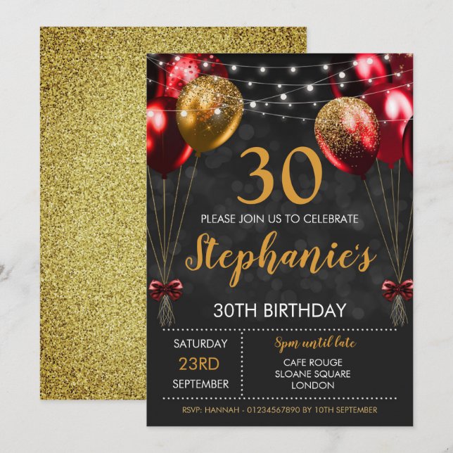 30ème Invitation Red Black Gold (Devant / Derrière)