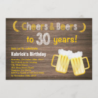 30ème invitation rustique d'anniversaire