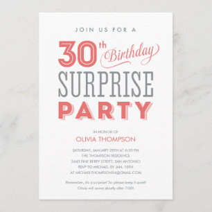 30ème Invitations d'anniversaire de surprise