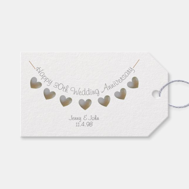 30ème Mariage Anniversaire perle étiquette cadeau (Devant (Horizontal))