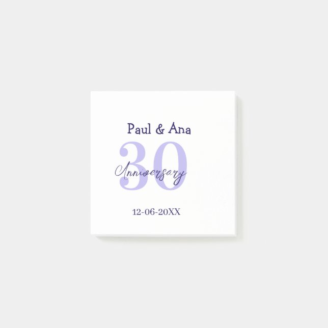 30th anniversary purple bold letter name simple re post-it klebezettel (Vorderseite)