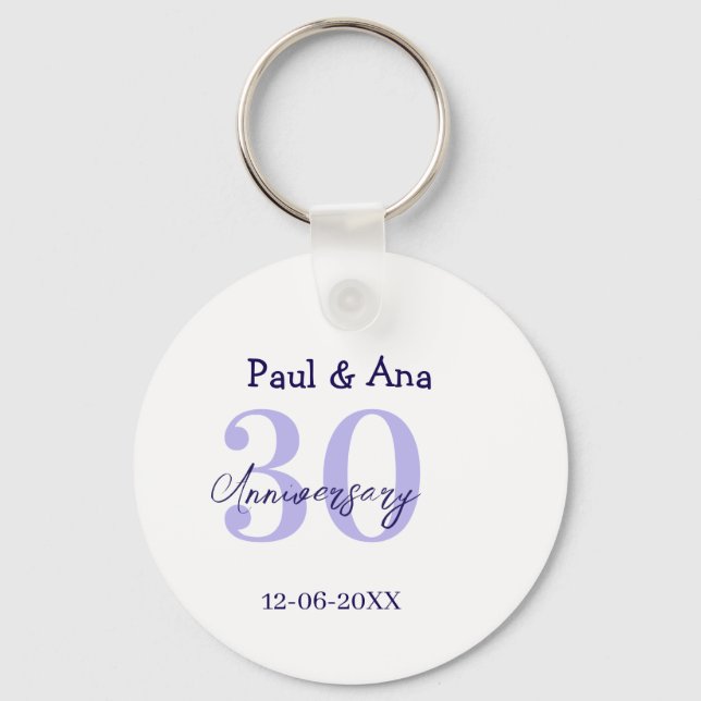 30th anniversary purple bold letter name simple re schlüsselanhänger (Vorderseite)