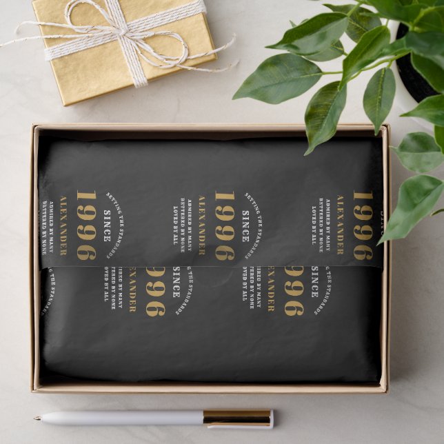 30th Birthday 1996 Black Gold Chic Elegant Seidenpapier (Geschenk)