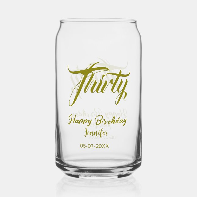 30th birthday add name date year gold template thi dosenglas (Vorderseite)