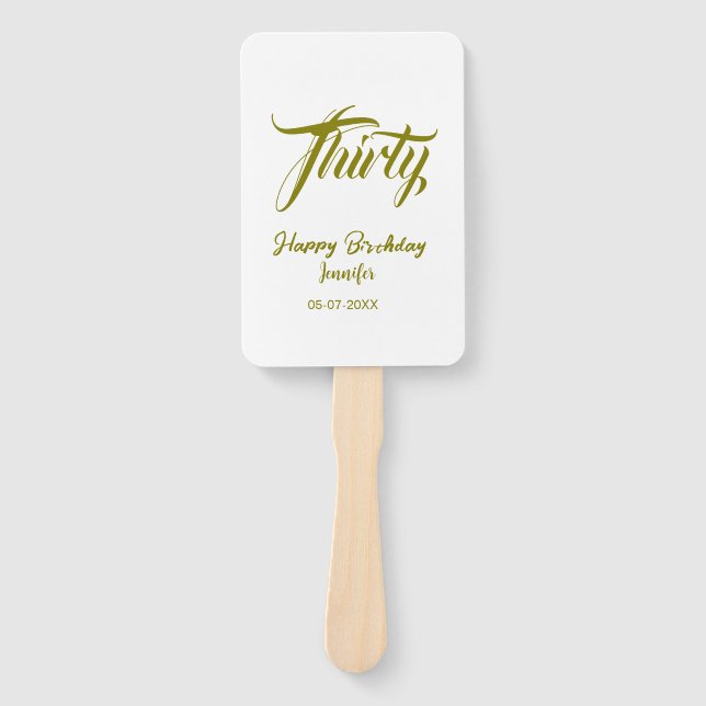 30th birthday add name date year gold template thi fächer (Vorderseite)