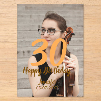 30th birthday add name date year white photo acryleinladungen