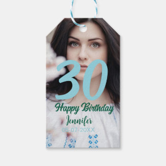 30th birthday add name date year white photo geschenkanhänger