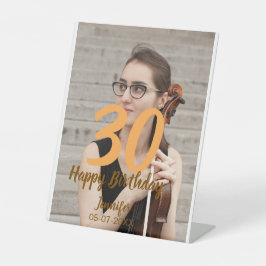 30th birthday add name date year white photo sockelschild