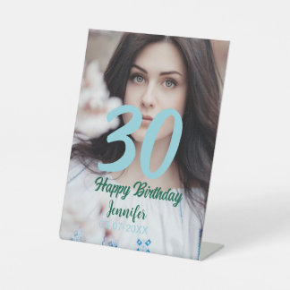 30th birthday add name date year white photo sockelschild