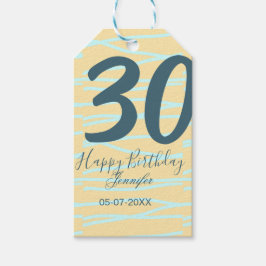 30th birthday add name date year yellow blue paste geschenkanhänger