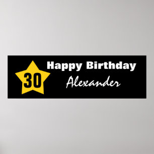 30th Birthday Big Star Banner Custom Name V01C Poster