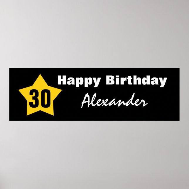30th Birthday Big Star Banner Custom Name V01C Poster (Vorne)