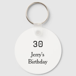 30th birthday bold letter name date simple minimal schlüsselanhänger