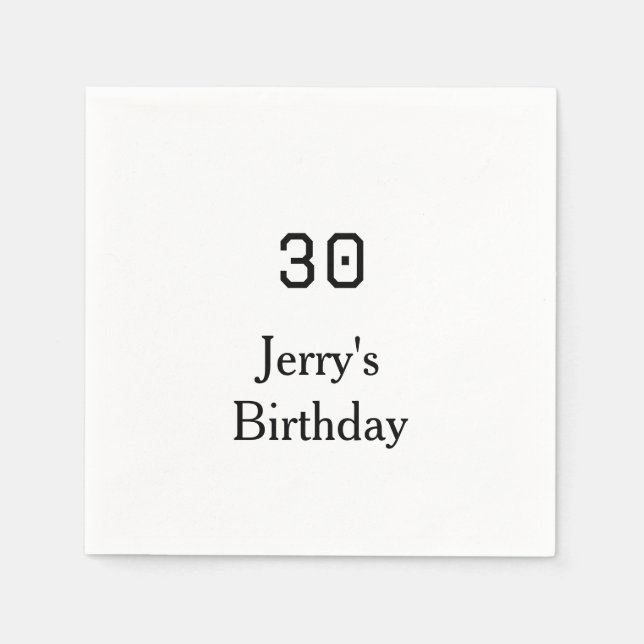 30th birthday bold letter name date simple minimal serviette (Vorderseite)
