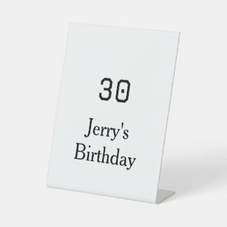 30th birthday bold letter name date simple minimal sockelschild