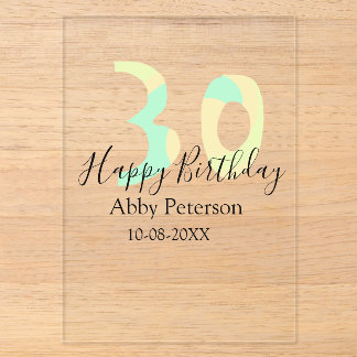 30th birthday bold letter pastel yellow black retr acryleinladungen
