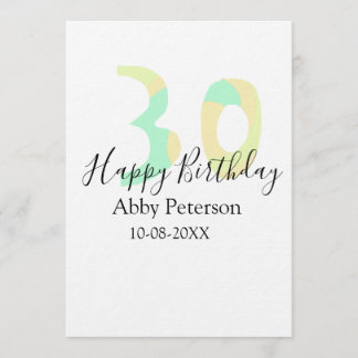 30th birthday bold letter pastel yellow black retr einladung