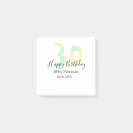 30th birthday bold letter pastel yellow black retr post-it klebezettel