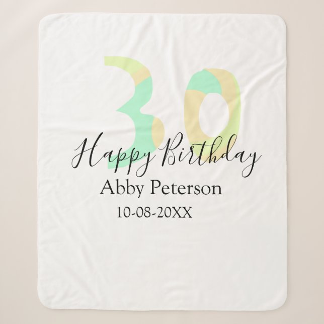 30th birthday bold letter pastel yellow black retr sherpadecke (Vorderseite)