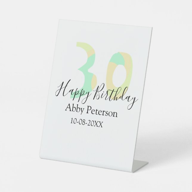 30th birthday bold letter pastel yellow black retr sockelschild (Vorderseite)