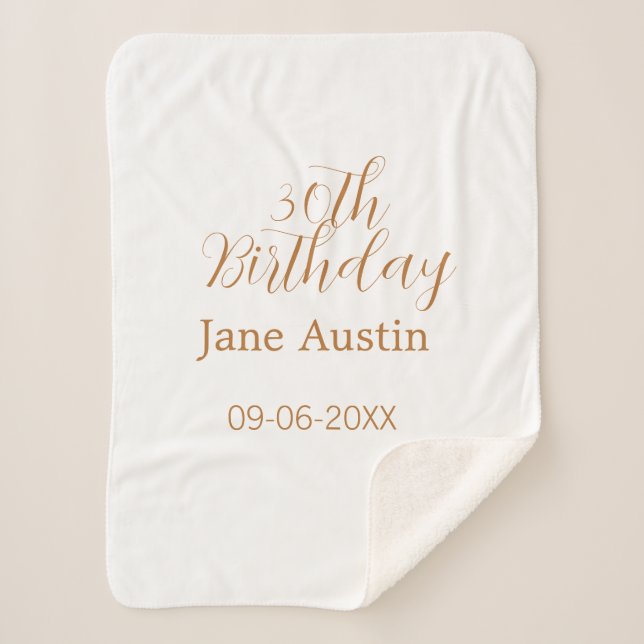 30th birthday copper brown simple stylish name dat sherpadecke (Vorderseite)