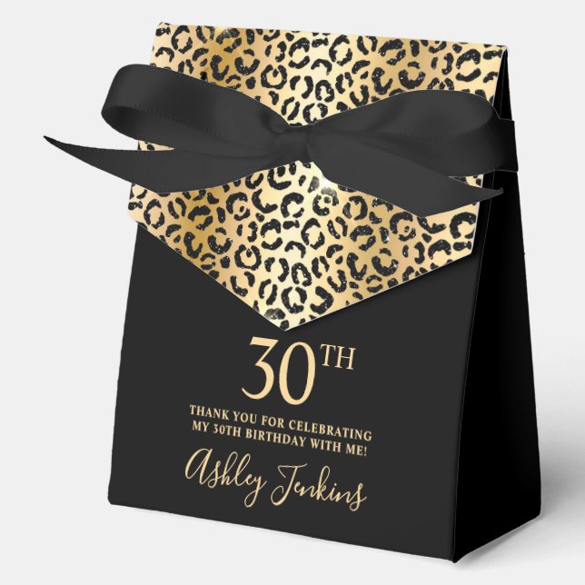 30th Birthday Gold Leopard Print Thank You  Geschenkschachtel (Vorderseite)