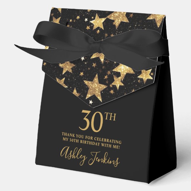 30th Birthday Gold Stars Thank You  Geschenkschachtel (Vorderseite)