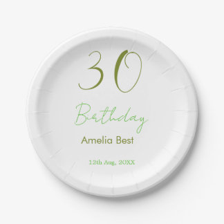 30TH BIRTHDAY GREEN NAME DATE BOLD RETRO PASTEL SI PAPPTELLER