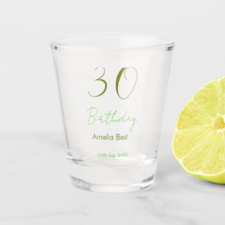 30TH BIRTHDAY GREEN NAME DATE BOLD RETRO PASTEL SI SCHNAPSGLAS