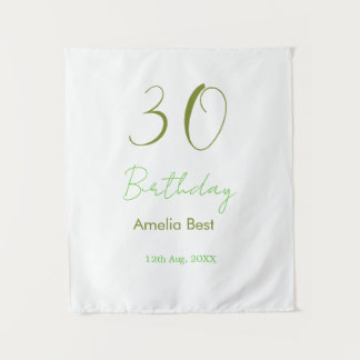 30TH BIRTHDAY GREEN NAME DATE BOLD RETRO PASTEL SI WANDTEPPICH