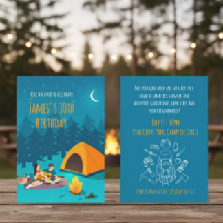 30th Birthday Invitation with Tourist Camp Einladung
