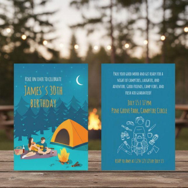 30th Birthday Invitation with Tourist Camp Einladung (Von Creator hochgeladen)