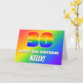 30th Birthday: Multicolored Rainbow Pattern # 30 Karte