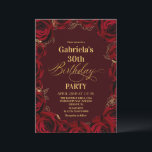 30th Birthday Party Burgundy Red Gold Floral Einladung<br><div class="desc">Modern black and red with gold birthday invitation template is perfect for stylish birthday party. Elegant-minimalistic themed invite is full of fun and modern design elements,  elegant calligraphy and modern fonts. Birthdays are special days,  and this invite can help it make a memorable for friends.</div>