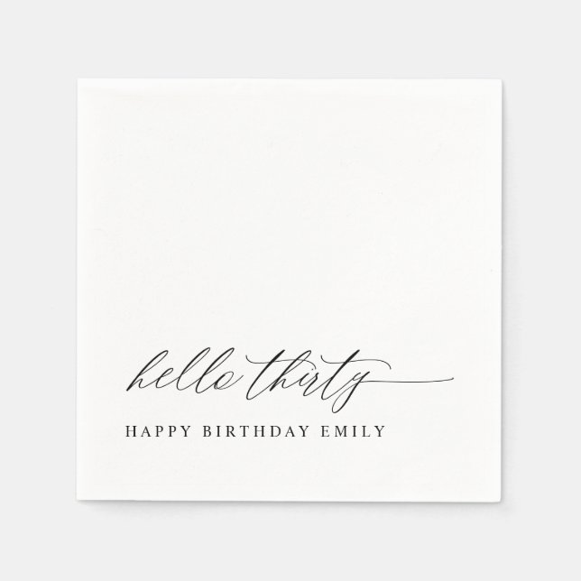 30th Birthday Party Hello 30 Modern Milestone Serviette (Vorderseite)