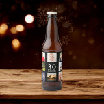 30th birthday party photo collage guy black bierflaschenetikett<br><div class="desc">A bottle label for a 30th birthday party for a guy,  celebrating his life with a collage of 8 of your own photos.  Templates for a name,  age 30 and a date.  Date of birth or the date of the party.  White colored letters.  Black background.</div>